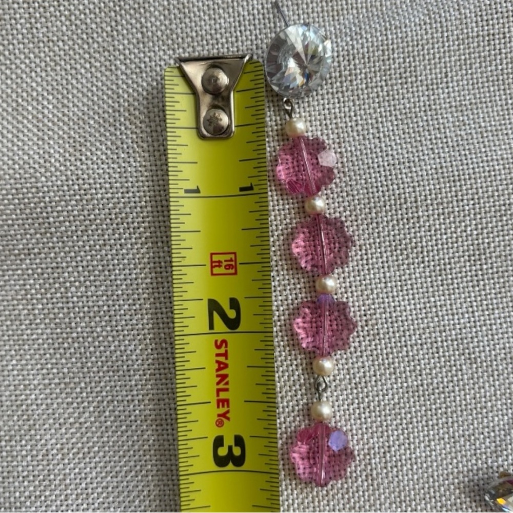 Women's Pink Beaded Dangle Earrings - Picture 4 of 5